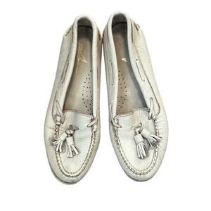 Sperry Top Slider White Leather Loafers Size 7.5